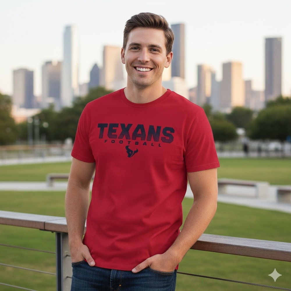 Fanatics NFL Houston Texans Football Red Short Sleeve T-Shirt‎ - Size L